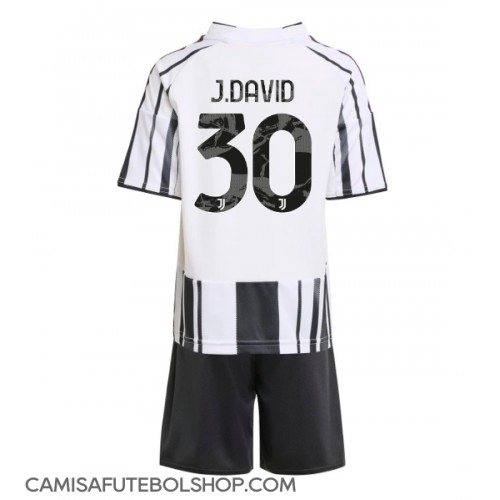 Camisa de time de futebol Juventus Jonathan David #30 Replicas 1º Equipamento Infantil 2025-26 Manga Curta (+ Calças curtas)